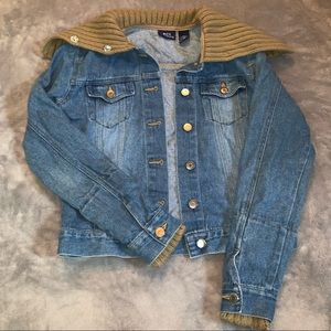 Girl’s Jean Jacket with Knit Collar
